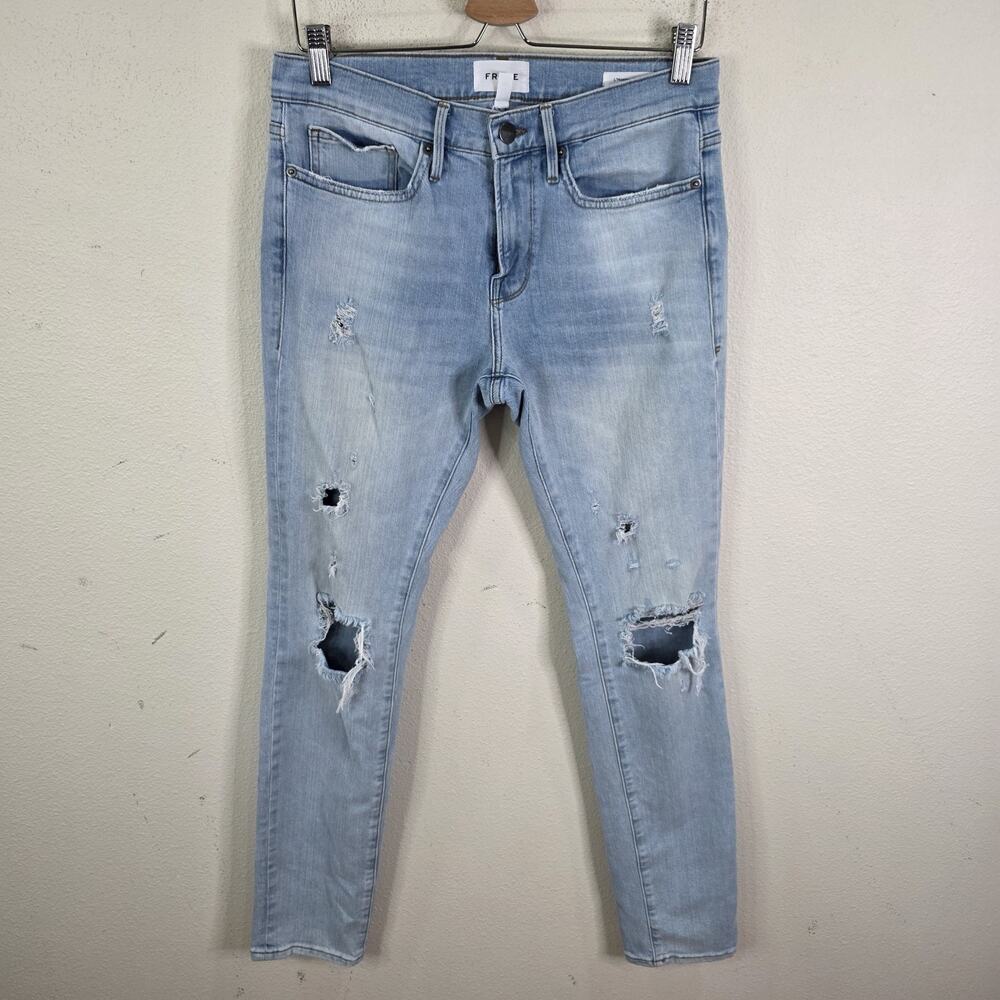 FRAME Men's L'Homme TUBMAN Skinny Fit Jeans Light Wash Stretch Denim Size 30X32